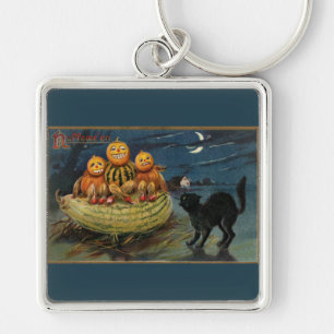 Vintage Halloween Pumpkins Key Ring