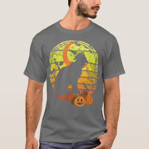 Vintage Halloween Pumpkins Scary Cat Witch Hat & M T-Shirt