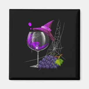 Vintage Halloween Purple Grape Wine Glass Witch Ha Magnet