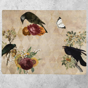 Vintage Halloween Raven Decoupage Victorian   Tiss Tissue Paper