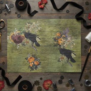 Vintage Halloween Raven Decoupage Victorian   Tissue Paper