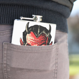 Vintage Halloween Red Devil Head Hip Flask