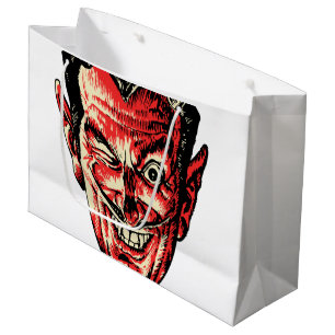 Vintage Halloween Red Devil Head Large Gift Bag