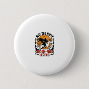 Vintage Halloween Rider Broom-Free Spooky Art_1 6 Cm Round Badge