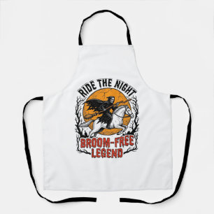 Vintage Halloween Rider Broom-Free Spooky Art_1 Apron