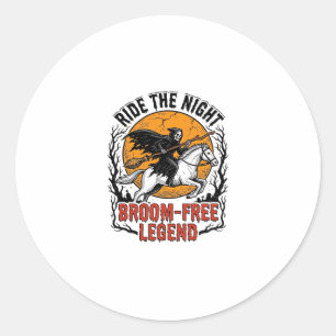 Vintage Halloween Rider Broom-Free Spooky Art_1 Classic Round Sticker