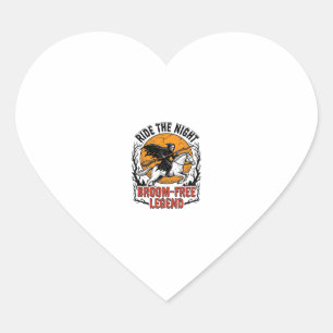 Vintage Halloween Rider Broom-Free Spooky Art_1 Heart Sticker