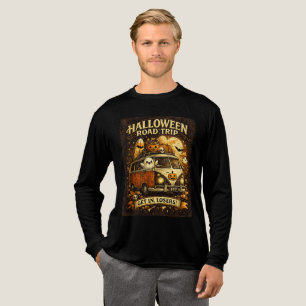 Vintage Halloween Road Trip Ghost Pumpkin Haunted Tri-Blend Shirt