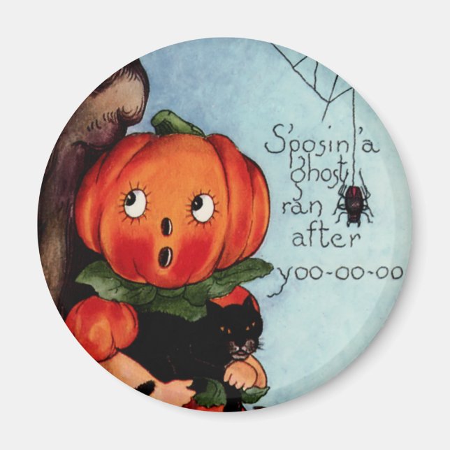 Vintage Halloween Round Magnet (Front)