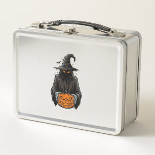 Vintage Halloween Scarecrow Pumpkin Shirt Design_1 Metal Lunch Box