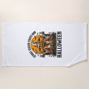 Vintage Halloween Scarecrow Pumpkin Witch Shirt_1 Beach Towel