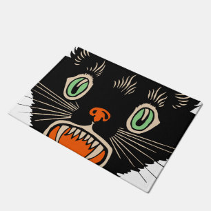 Vintage Halloween Scared Black Cat Doormat