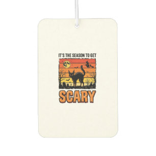 Vintage Halloween Scary Cat Witch Shirt Design_1 Car Air Freshener