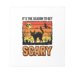Vintage Halloween Scary Cat Witch Shirt Design_1 Notepad