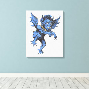 Vintage Halloween, Scary Evil Gargoyle Demon Canvas Print