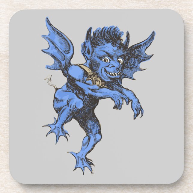 Vintage Halloween, Scary Evil Gargoyle Demon Coaster (Front)