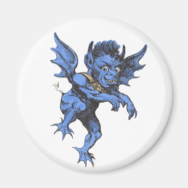 Vintage Halloween, Scary Evil Gargoyle Demon Magnet (Front)