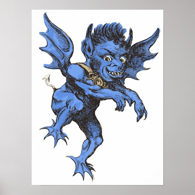Vintage Halloween, Scary Evil Gargoyle Demon Poster (Front)