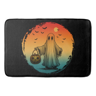vintage halloween scary ghost pumpkin bats bath mat