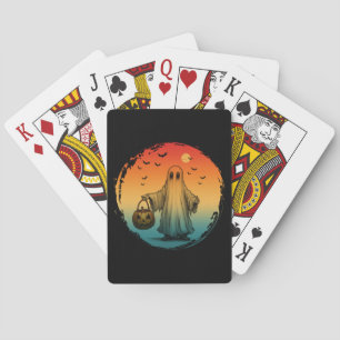 vintage halloween scary ghost pumpkin bats playing cards