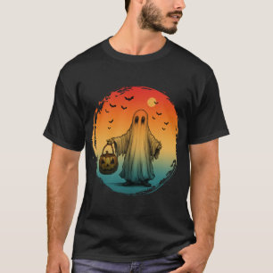 vintage halloween scary ghost pumpkin bats T-Shirt
