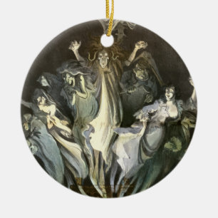 Vintage Halloween, Scary Ghosts and Skeleton Music Ceramic Tree Decoration