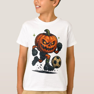 Vintage Halloween Scary Pumpkin Showing Soccer Ski T-Shirt