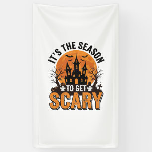 Vintage Halloween Scary Season Haunted Castle Shir Banner