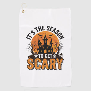 Vintage Halloween Scary Season Haunted Castle Shir Golf Towel