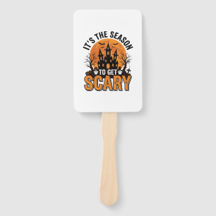 Vintage Halloween Scary Season Haunted Castle Shir Hand Fan