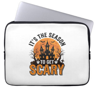 Vintage Halloween Scary Season Haunted Castle Shir Laptop Sleeve