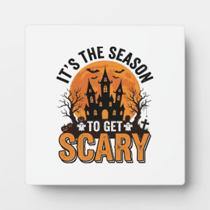 Vintage Halloween Scary Season Haunted Castle Shir Plaque