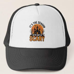 Vintage Halloween Scary Season Haunted Castle Shir Trucker Hat
