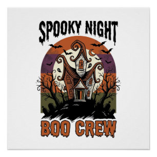 Vintage Halloween Shirt Boo Night Haunted House Ar Poster