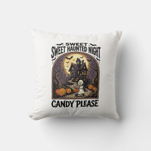 Vintage Halloween Shirt Candy Night Haunted House_ Cushion