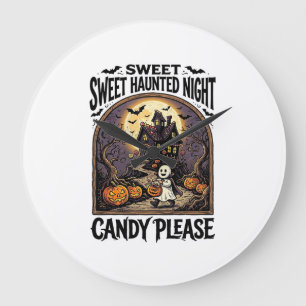 Vintage Halloween Shirt Candy Night Haunted House_ Large Clock