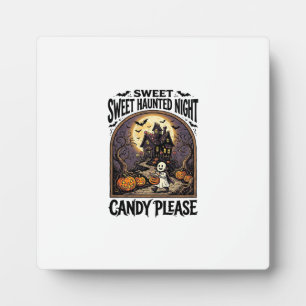 Vintage Halloween Shirt Candy Night Haunted House_ Plaque