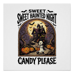 Vintage Halloween Shirt Candy Night Haunted House_ Poster