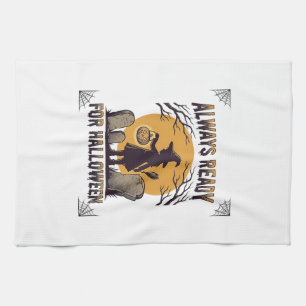 Vintage Halloween Shirt for Spooky Season Fans_1 Tea Towel