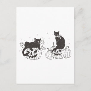 Vintage Halloween Shirt, Halloween Sweatshirt, Cat Holiday Postcard