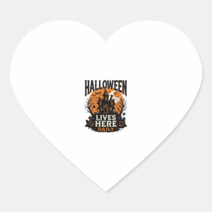 Vintage Halloween Shirt Haunted House Everyday Got Heart Sticker