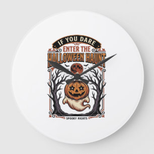 Vintage Halloween Shirt Spooky Engraved Pumpkin Gh Large Clock