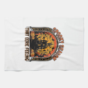 Vintage Halloween Shirt Spooky Season Feeling Desi Tea Towel