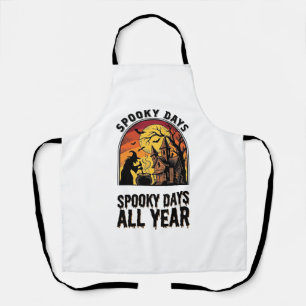 Vintage Halloween Shirt Witch House Bat Moon Desig Apron