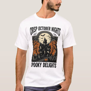 Vintage Halloween Shirt With Haunted October Night
