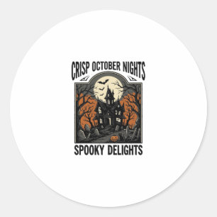 Vintage Halloween Shirt With Haunted October Night Classic Round Sticker
