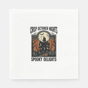 Vintage Halloween Shirt With Haunted October Night Napkin