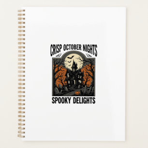 Vintage Halloween Shirt With Haunted October Night Planner