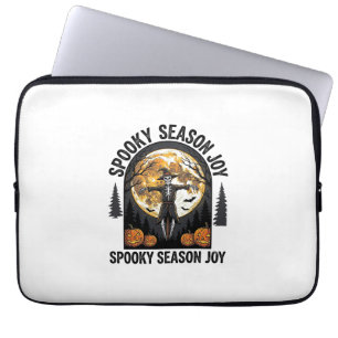 Vintage Halloween Shirt with Scarecrow Moon Art_1 Laptop Sleeve