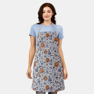Vintage Halloween Skeleton and Potions Pattern Apron